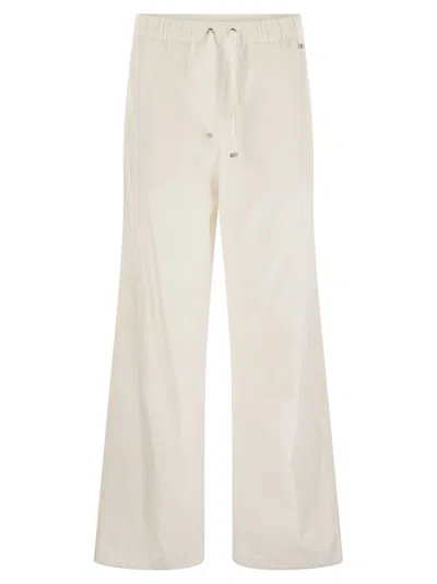 Herno Resort Trousers In Cotton Feel With Drawstring In Brown