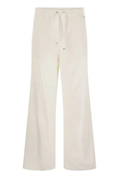 Herno Resort Cotton Trousers With Drawstring In Neutral