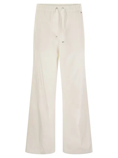 Herno Resort Cotton Trousers With Drawstring In Neutral