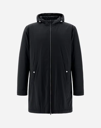 Herno Lightweight Hooded Parka Coat In Black
