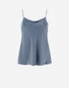 Herno Resort Top In Satin Effect In Denim