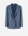 Herno Resort Blazer In Satin Effect In Denim
