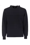 Herno Resort Double Cotton Knit And Nylon Hoodie In Blue