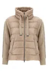 Herno Beige Down Jacket With Knitted In Neutral