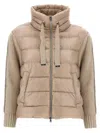 Herno Beige Down Jacket With Knitted In Neutral