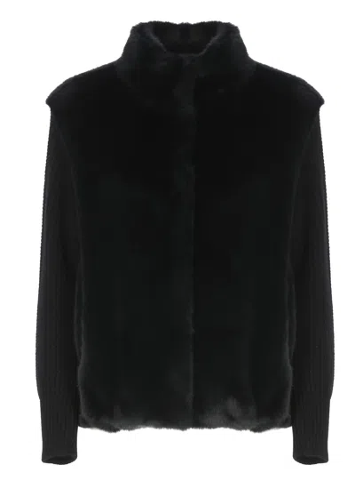 Herno Resort Faux Fur Jacket In Black