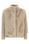 Herno Resort Jacket In Faux Mink Fur In Neutral