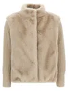 Herno Resort Jacket In Faux Mink Fur In Neutral