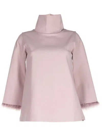 Herno Resort Feather-detail Funnel-neck Top In Purple