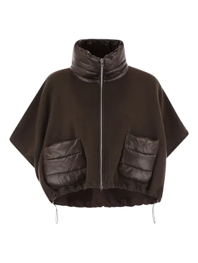 Herno Resort High-neck Patch-pocket Poncho In Brown