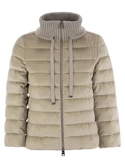 Herno Resort Hood In Dusty Velvet In Neutral