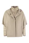 Herno Women Resort Hood In Ultralight Wool And Nylon In Brown