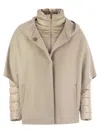 Herno Women Resort Hood In Ultralight Wool And Nylon In Neutral