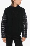 Herno Resort Hybrid Pullover With Quilted Sleeves In Black