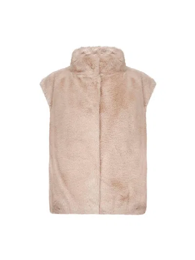Herno Resort Ivory Faux Mink Fur Resort Vest In Pink