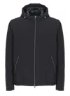 Herno Men's Technical Fabric Bomber Jacket With Hood In Blue
