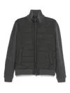 Herno Padded Bomber Jacket With Knitted Sleeves In Green