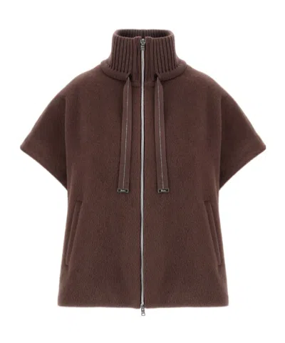 Herno Resort Jacket In Beaver-effect Wool And Alpaca Blend In Brown
