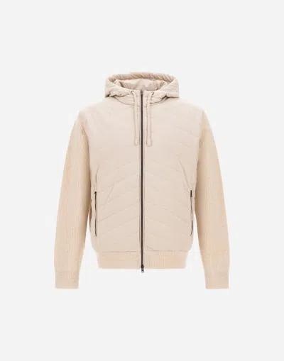 Herno Zipper Long Sleeve Down Jacket In Neutral