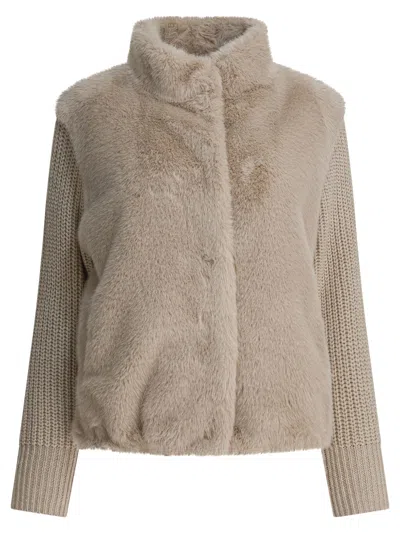 Herno "resort" Jacket In Faux Fur In Neutral