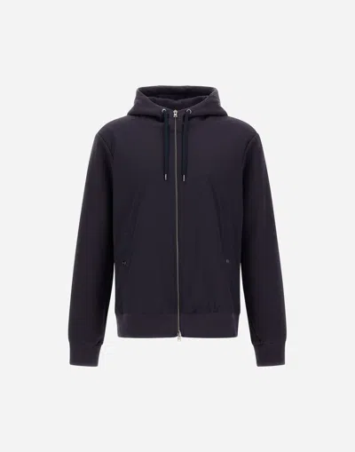 Herno Resort Jacket In Knit Effect Interlock And Travel Nylon Ponente In Blue
