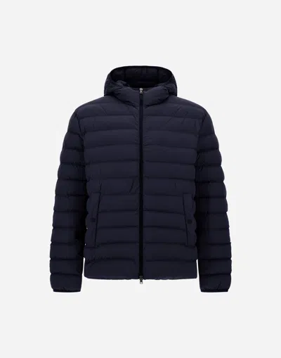 Herno Resort Jacket In Light Stretch Nylon In Blue