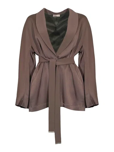 Herno Resort Jacket In Satin Backing In Brown