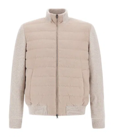Herno Resort Jacket In Wool-blend Melange Flannel In Gray