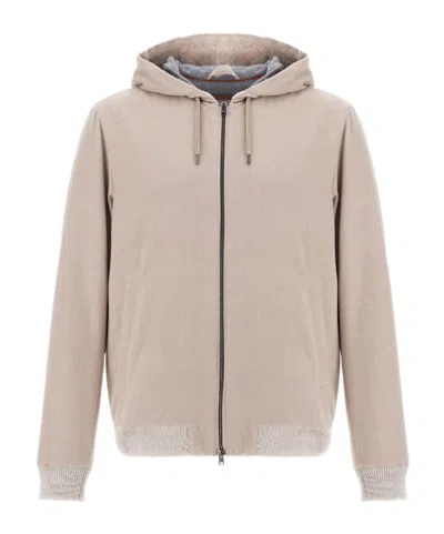 Herno Resort Jacket In Wool-blend Melange Flannel In Neutral