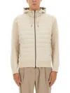 Herno Quilted Microfibre And Ribbed Wool Down Hooded Jacket In Neutral