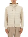 Herno Quilted Microfibre And Ribbed Wool Down Hooded Jacket In Nude