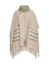 Herno Fringed Cape In Nuovo Chantilly