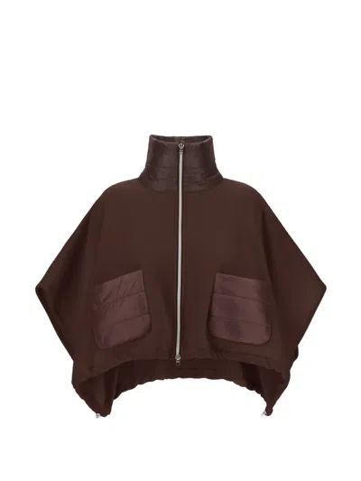 Herno Resort Kimono-sleeve Poncho In Brown