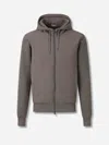 Herno Ribbed Hooded Zip-up Jacket In Gray