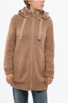 Herno Resort Knitted Lurex Hoodie With Quilted Detail In Brown