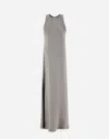 Herno Resort Dress In Satin Effect In Light Grey