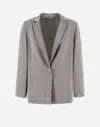 Herno Resort Blazer In Satin Effect In Light Grey