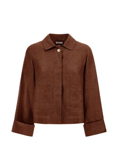 Herno Resort Linen Jacket In Brown