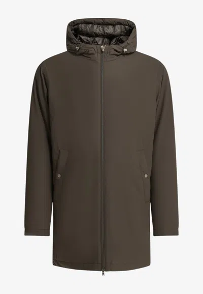 Herno Resort Long Down Jacket In Brown