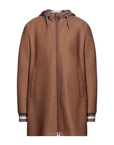 Herno Resort Man Coat Camel Size 44 Virgin Wool, Polyamide, Acrylic, Wool, Elastane In Beige