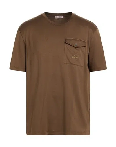 Herno Resort Man T-shirt Khaki Size 40 Cotton In Brown