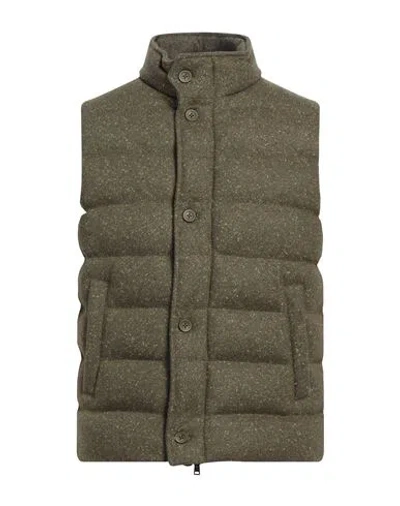 Herno Resort Man Vest Military Green Size 42 Recycled Wool, Polyamide, Silk In Brown