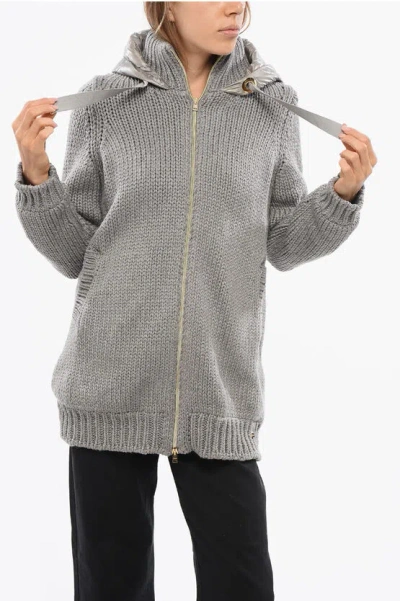 Herno Resort Maxi Pullover With Nylon Hood And Lining In Gray