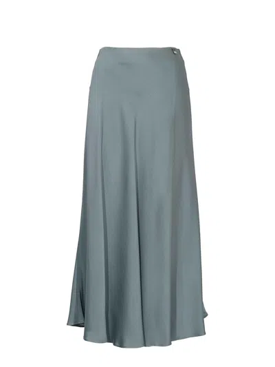 Herno Resort Midi Skirt In Envers Satin In Blue