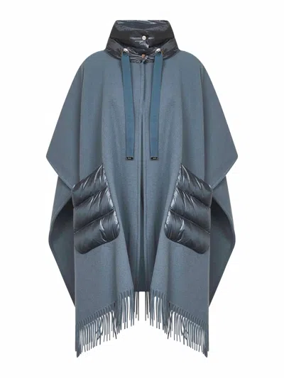 Herno Resort Midnight Teal Warmy And Ultralight Nylon Resort Poncho In Blue