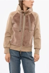 Herno Resort Mock Neck Sweatshirt With Eco-fur Front In Gold