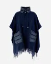 Herno Resort Poncho In Warmy & Nylon Ultralight In Blue