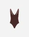 Herno Resort One-piece Swimsuit In Comfort Lycra In Brown
