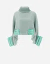 Herno Resort Poncho In Soft Poncho & Nylon Ultralight In Pastel Green
