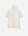 Herno Resort Poncho In Padded Wave Sweater & Light Stretch Nylon In Neutral